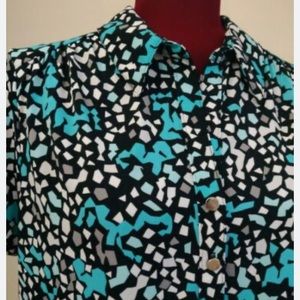 Alfani Long Sleeve Geometrical Pattern Blouse